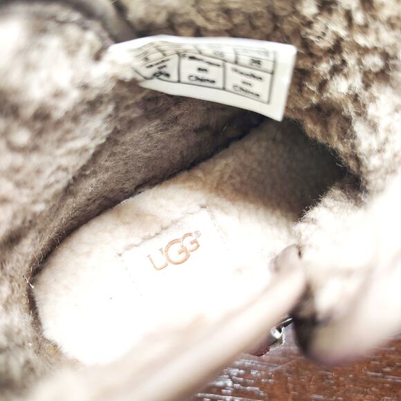 Ugg Shoes Womens 9 Boots Lavelle Camel Leather Shearling Ankle Zip - Picture 10 of 10